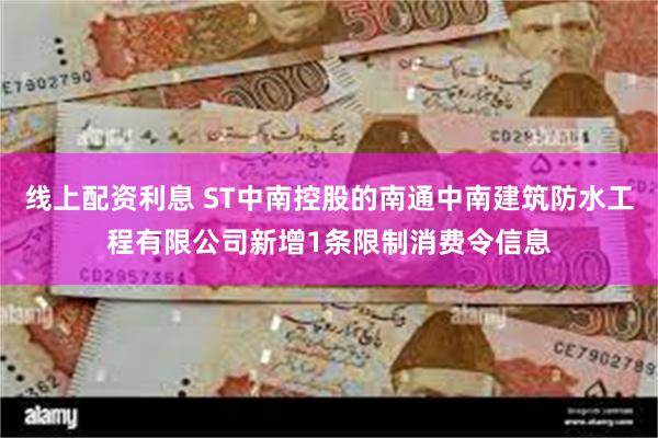 线上配资利息 ST中南控股的南通中南建筑防水工程有限公司新增1条限制消费令信息