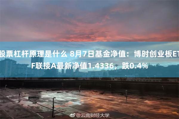 股票杠杆原理是什么 8月7日基金净值：博时创业板ETF联接A最新净值1.4336，跌0.4%