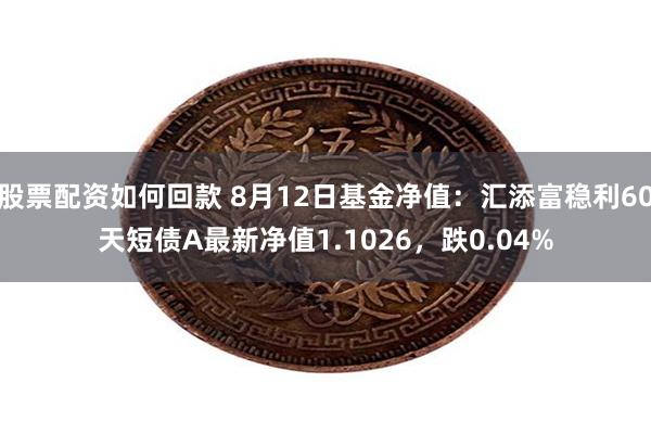 股票配资如何回款 8月12日基金净值：汇添富稳利60天短债A最新净值1.1026，跌0.04%